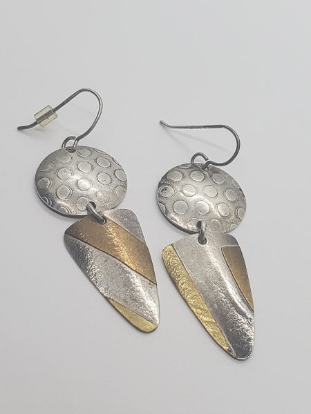 2700-Two Tone Sterling Silver Dangle Earrings