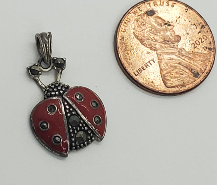 Dainty Sterling Silver Ladybug Pendant