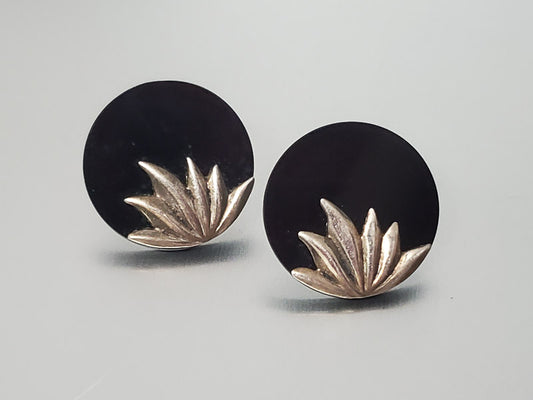 3768-Circle Glass Sterling Post Earrings