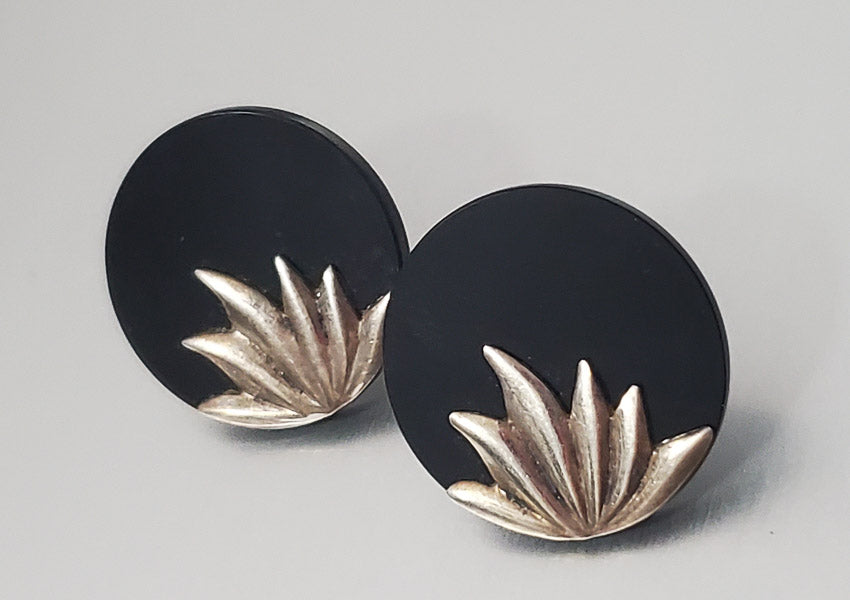 3768-Circle Glass Sterling Post Earrings