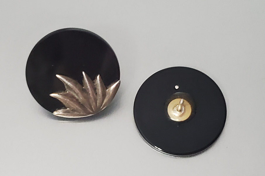 3768-Circle Glass Sterling Post Earrings