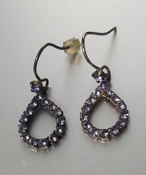 2950-Purple Rhinestone Dangle Earrings