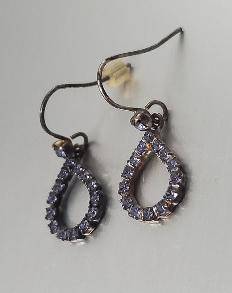 2950-Purple Rhinestone Dangle Earrings