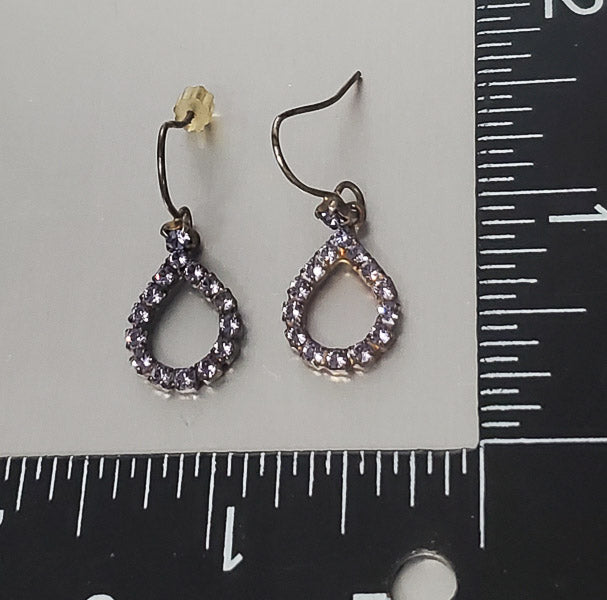 2950-Purple Rhinestone Dangle Earrings