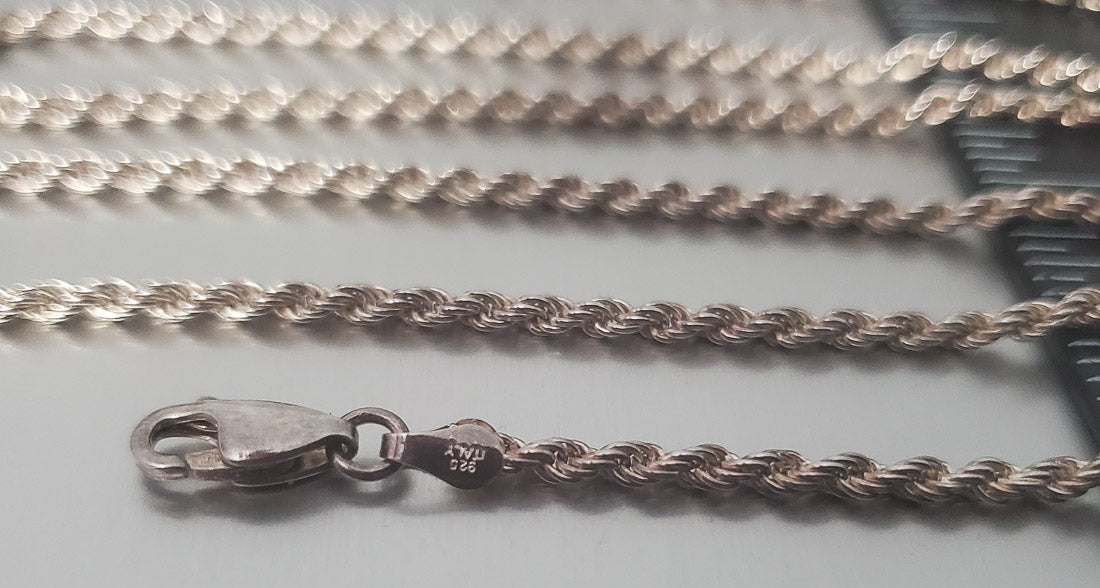 1471-25" Italy Sterling Silver Rope Chain