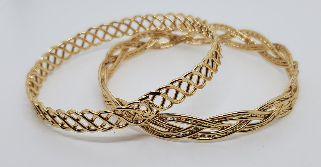 36-Gold Tone 2pc Bracelet Set
