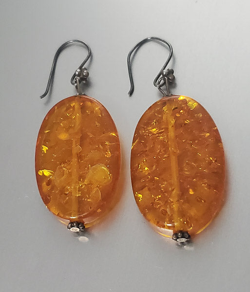 2964-Faux Amber Sterling Silver Earrings