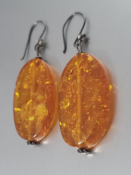 2964-Faux Amber Sterling Silver Earrings