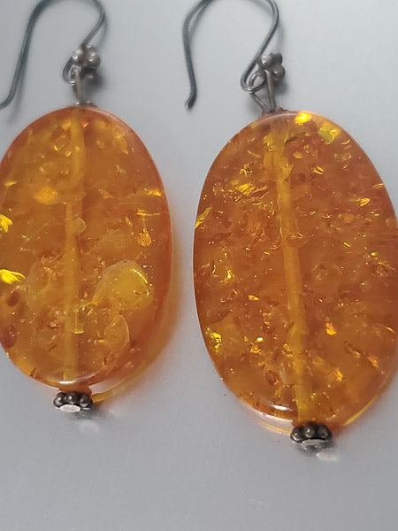2964-Faux Amber Sterling Silver Earrings