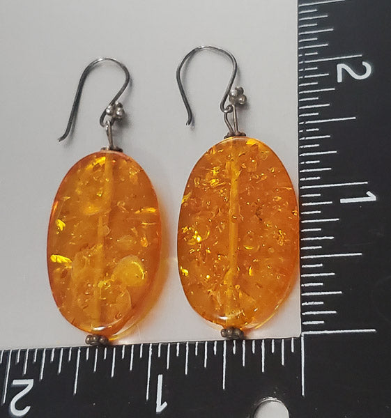 2964-Faux Amber Sterling Silver Earrings