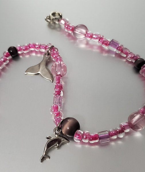 5996-Beach Themed Charm Anklet w/ Sterling Clasp