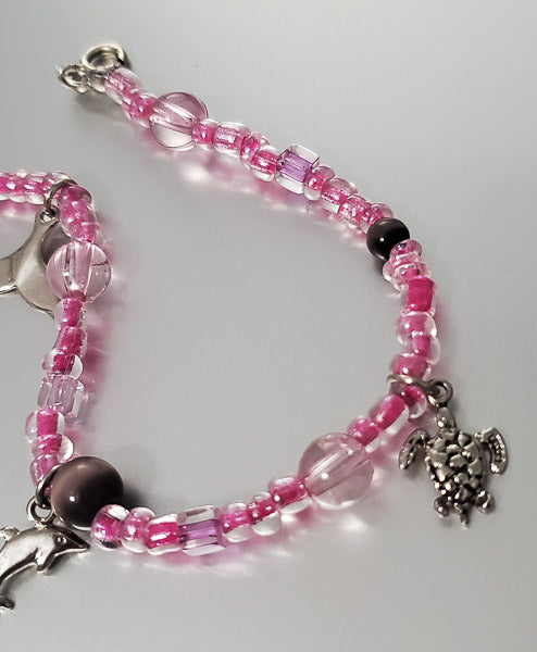 5996-Beach Themed Charm Anklet w/ Sterling Clasp