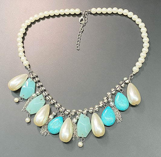 4170-Stone & Resin Statement Necklace