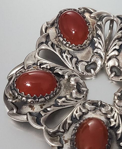 2056-Large Carnelian Ornate Sterling Pendant