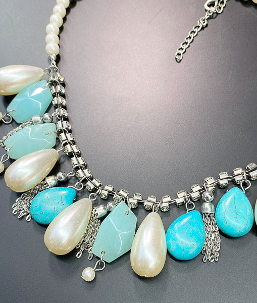 4170-Stone & Resin Statement Necklace