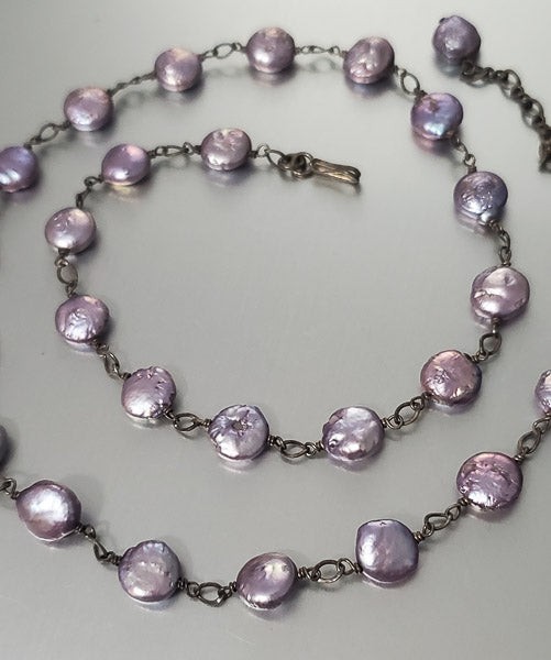 2976-Sterling Silver Peacock Coin Pearl Necklace