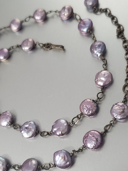 2976-Sterling Silver Peacock Coin Pearl Necklace
