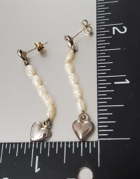 3356-Sterling & Rice Pearl Dangle Earrings
