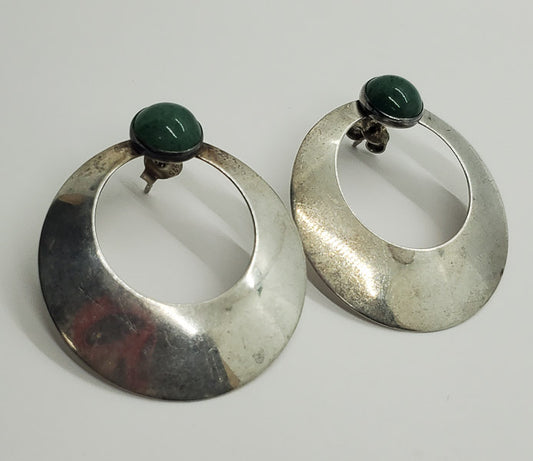 2740-Modernist Sterling Stone Earrings
