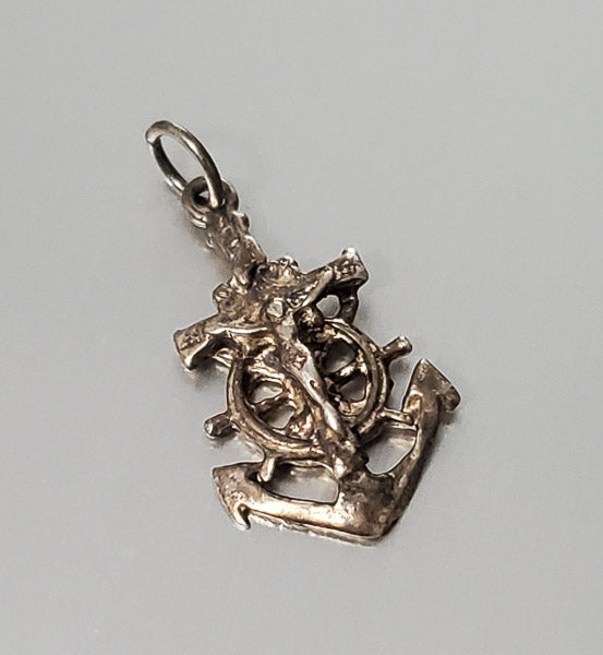 3678-Sterling Silver Crucifix Anchor Charm