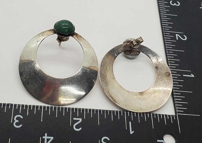 2740-Modernist Sterling Stone Earrings