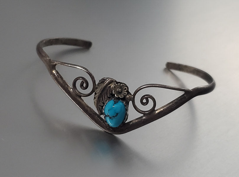 2988-Native Sterling Turquoise Cuff Bracelet