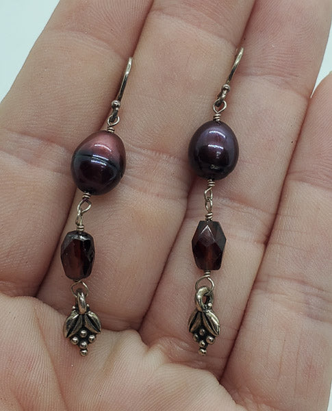 2744-Pearl Sterling Dangle Earrings