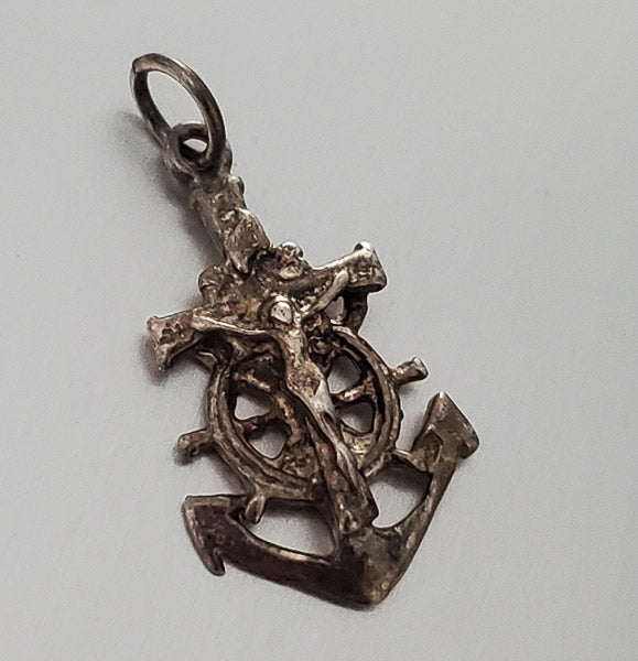 3678-Sterling Silver Crucifix Anchor Charm