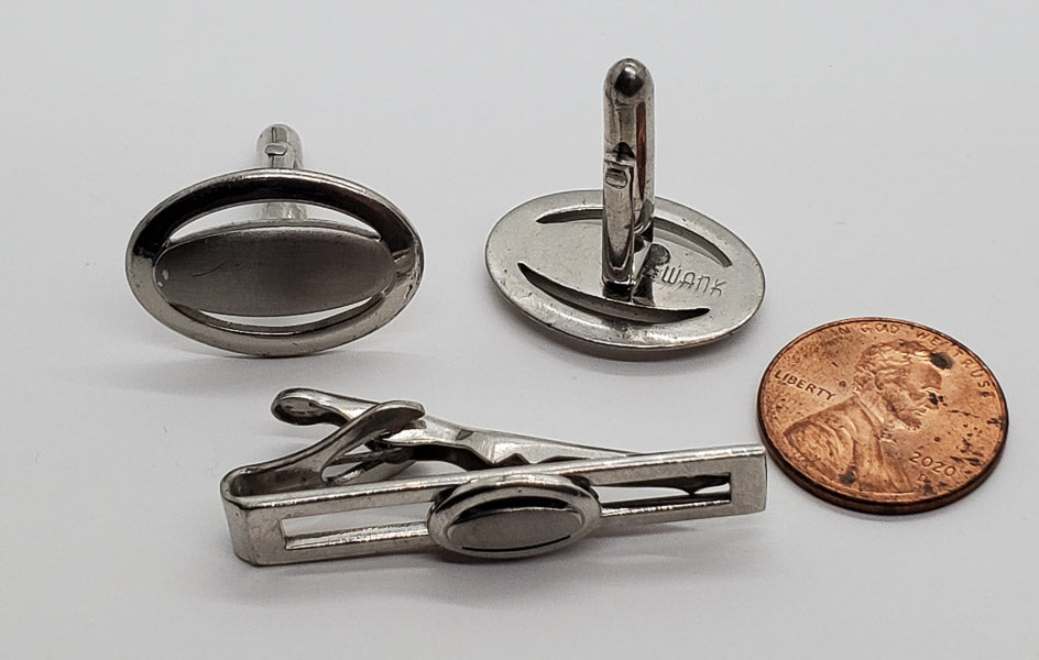 1080-Swank Vintage Cufflinks and Tie Clip