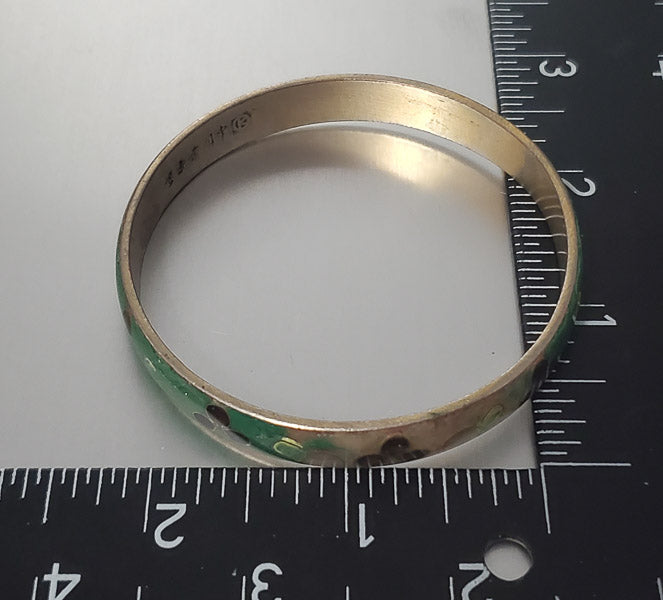 2994-Signed Enamel Gold Tone Bangle Bracelet