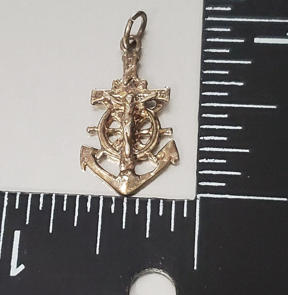 3678-Sterling Silver Crucifix Anchor Charm