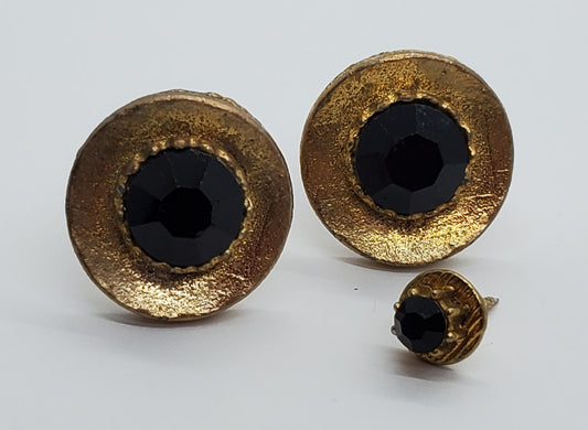 2377-Vintage Glass Cufflinks and Tie Tack Pin