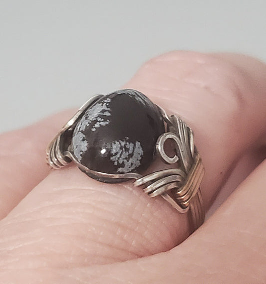 2019-Stone Wire Wrapped Two Tone Ring sz 7