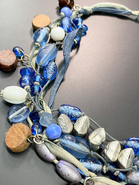 5728-Old Glass Layered Bead Necklace