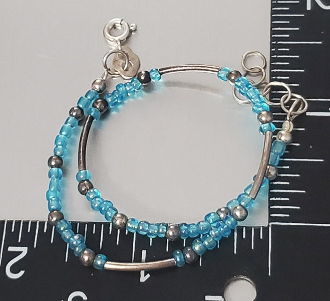 3244-Sterling Silver Beaded Ankle Bracelet