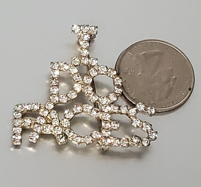 2293-Rhinestone I Do Faces Brooch