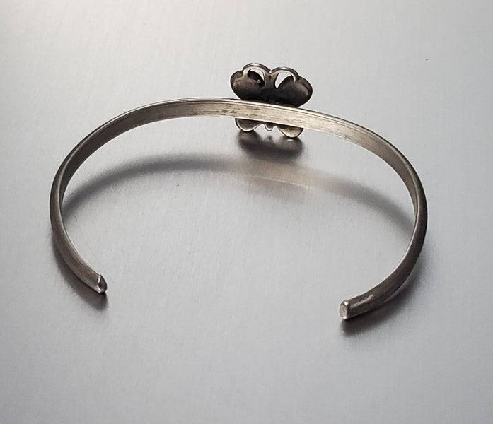 3262-Inlaid Crushed Stone Sterling Baby Cuff Bracelet