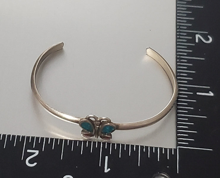 3262-Inlaid Crushed Stone Sterling Baby Cuff Bracelet
