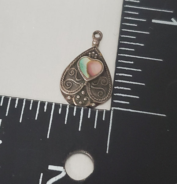2862-Sterling Silver Abalone Heart Pendant or Charm