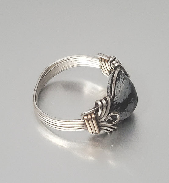 2019-Stone Wire Wrapped Two Tone Ring sz 7