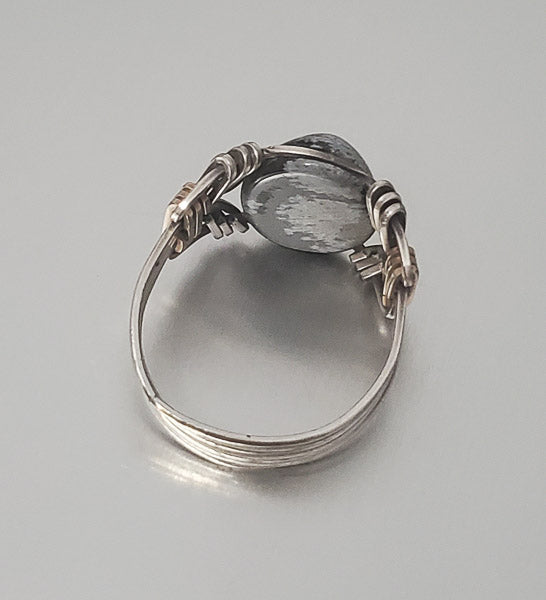 2019-Stone Wire Wrapped Two Tone Ring sz 7