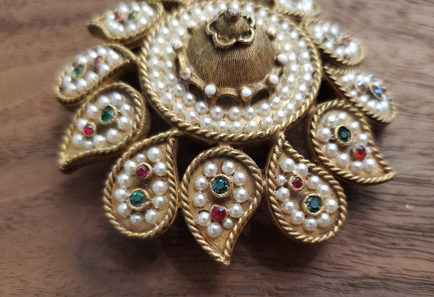 RARE Kenneth J. Lane Mughal Paisley Flower Brooch