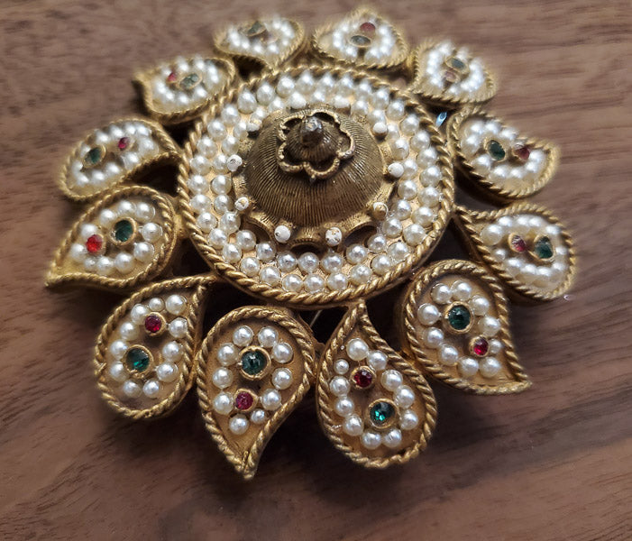 RARE Kenneth J. Lane Mughal Paisley Flower Brooch