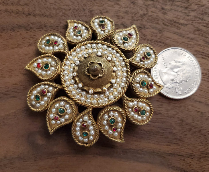 RARE Kenneth J. Lane Mughal Paisley Flower Brooch