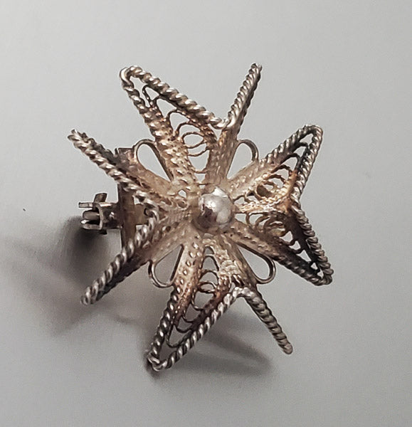 3530-800 Silver Filigree Cross Brooch