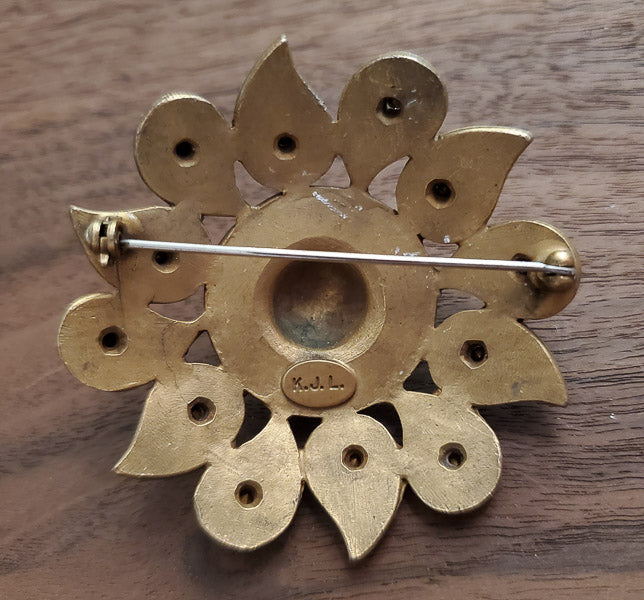 RARE Kenneth J. Lane Mughal Paisley Flower Brooch