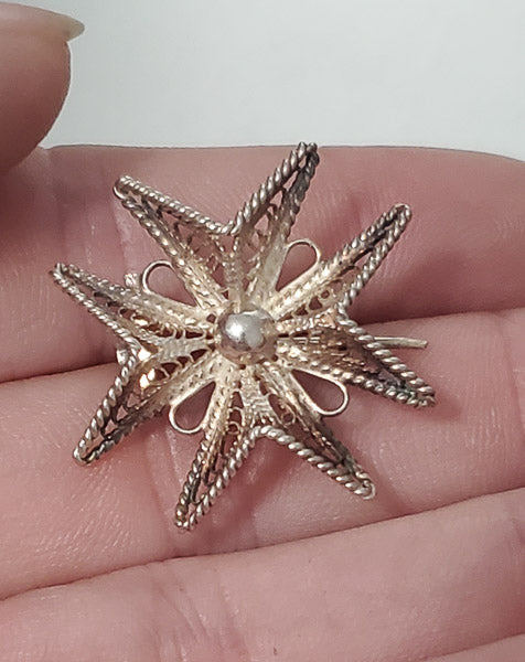 3530-800 Silver Filigree Cross Brooch