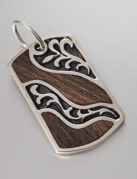 3534-Wood & Sterling Scroll Pendant