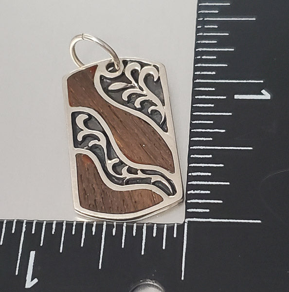 3534-Wood & Sterling Scroll Pendant