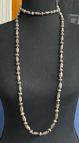 5129-Silver Metal Beaded Necklace